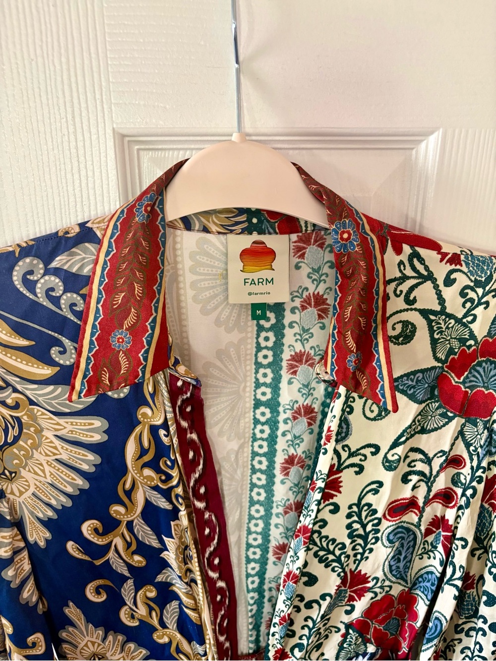 FARM Rio Patchwork Floral Tie-Waist Maxi Dress — Red, Blue, Cream - Picture 2 of 4